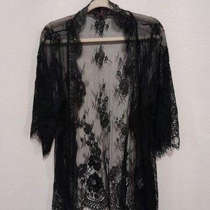 Black lace throw/robe/kimono
